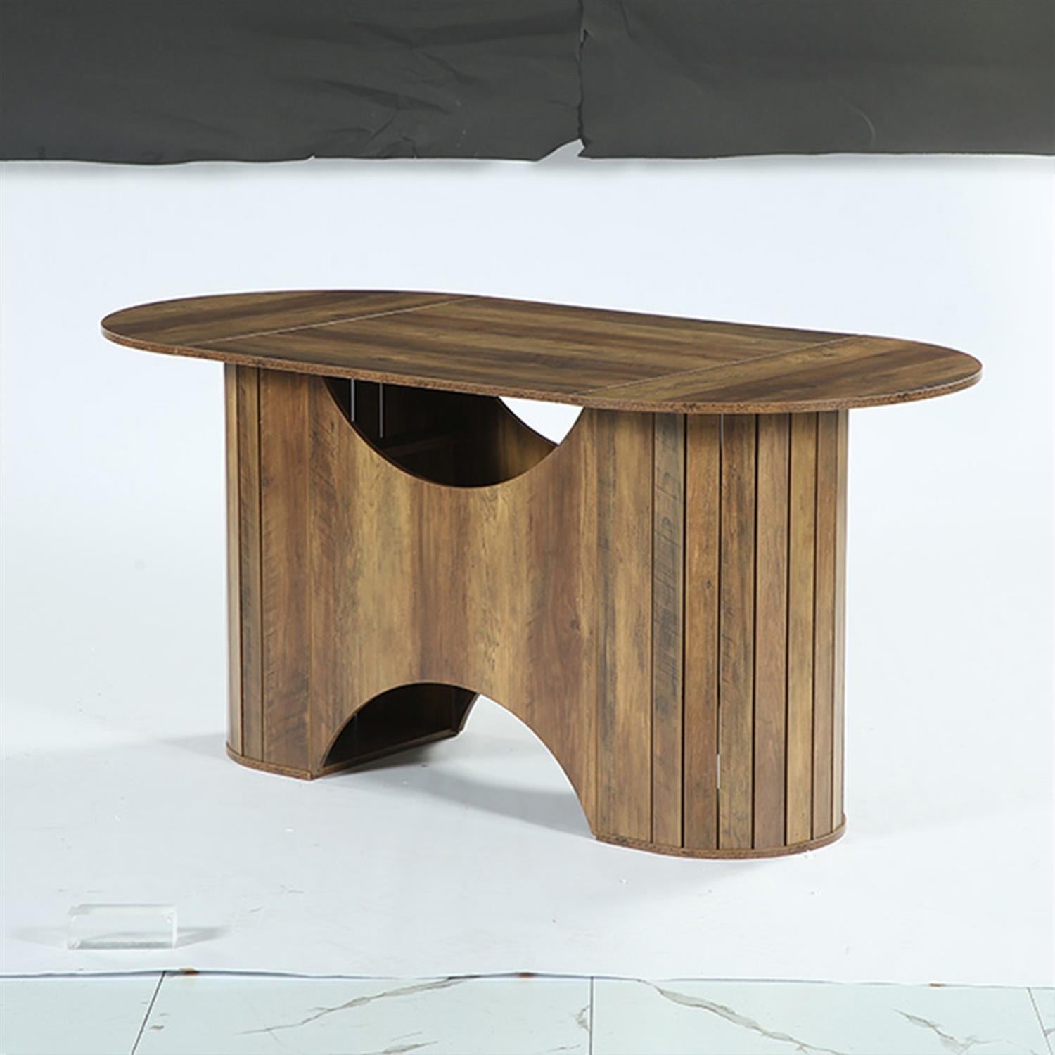 Demi Bonn 63" Dining Table, Farmhouse Kitchen Table for 4, Oval Dinner Table for Dining Room, Home Office, Living Room Furniture, Brown