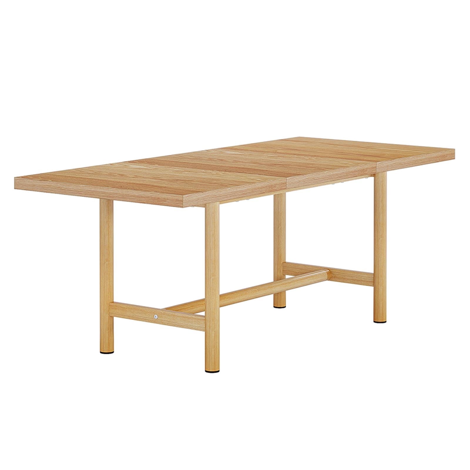 Demi Bonn 63" Farmhouse Dining Table Set for 4-6 People With Dual Base, Indoor Outdoor Kitchen Table for Dining Room, Home Office, Living Room Furniture, Beige