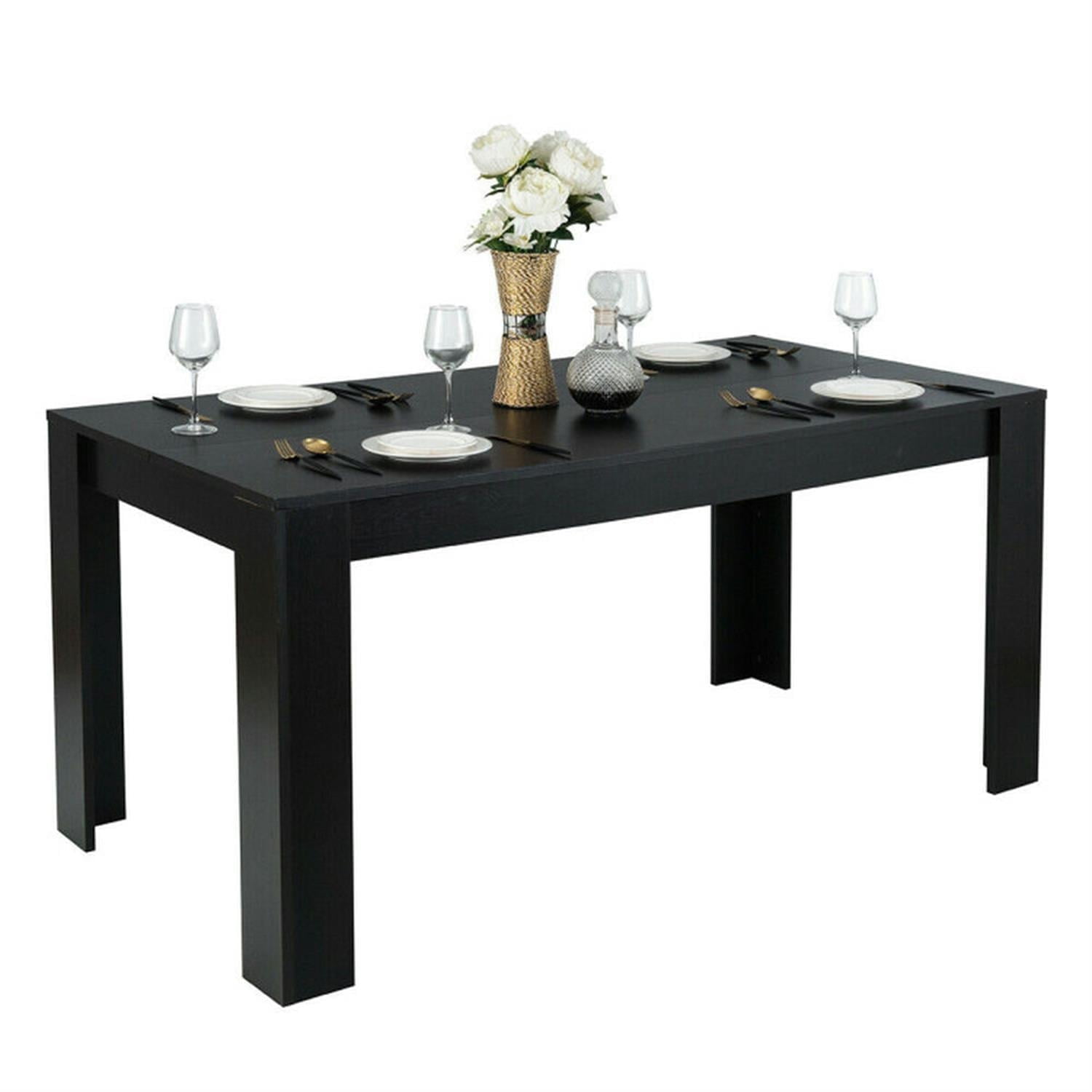 Demi Bonn 63" Modern Dining Kitchen Table for 6 People, Rectangular Dining Table Furniture for Kitchen, Dining Room, Dinette, Breakfast Nook, Black