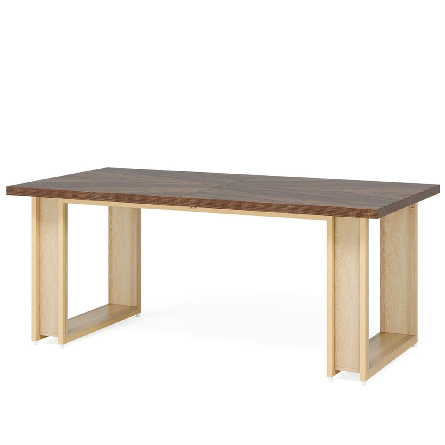 Demi Bonn 63" Wood Executive Computer Desk, Modern Duty Study Writing Gaming Table for Home Office, Brown