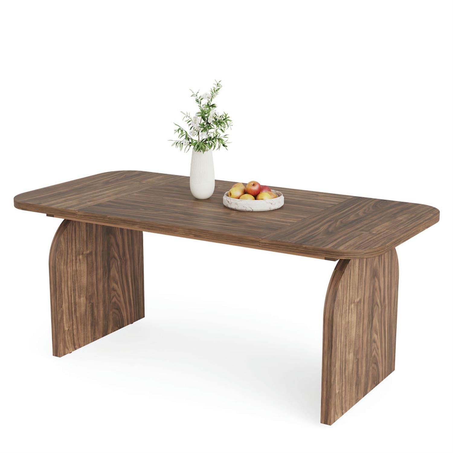 Demi Bonn 63" Wood Executive Computer Desk, Modern Duty Study Writing Gaming Table for Home Office, Rectangle Workstation, Brown