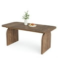 thumbnail image 1 of Demi Bonn 63" Wood Executive Computer Desk, Modern Duty Study Writing Gaming Table for Home Office, Rectangle Workstation, Brown, 1 of 6