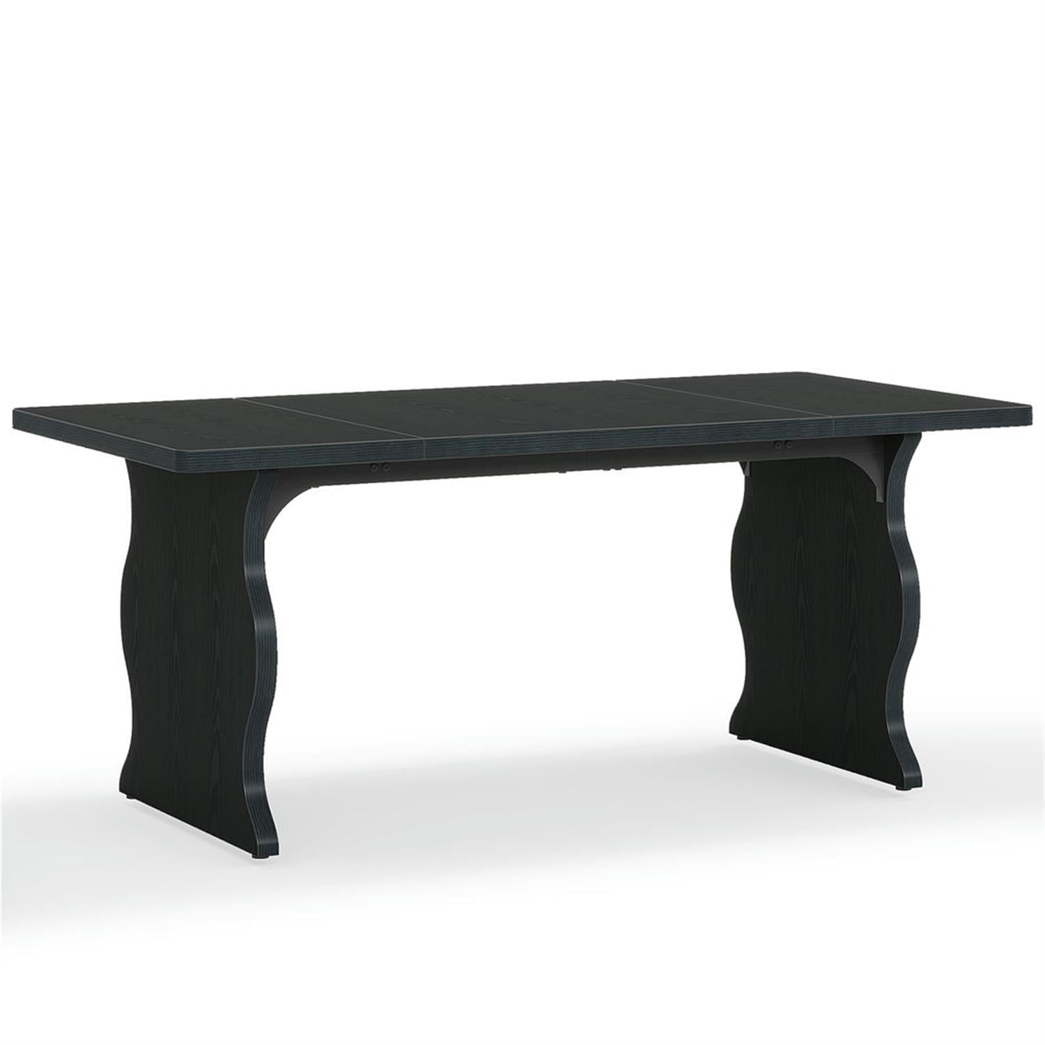 Demi Bonn 63" Wood Executive Computer Desk, Modern Sturdy Rectangular Duty Study Writing Gaming Table for Home Office, Black