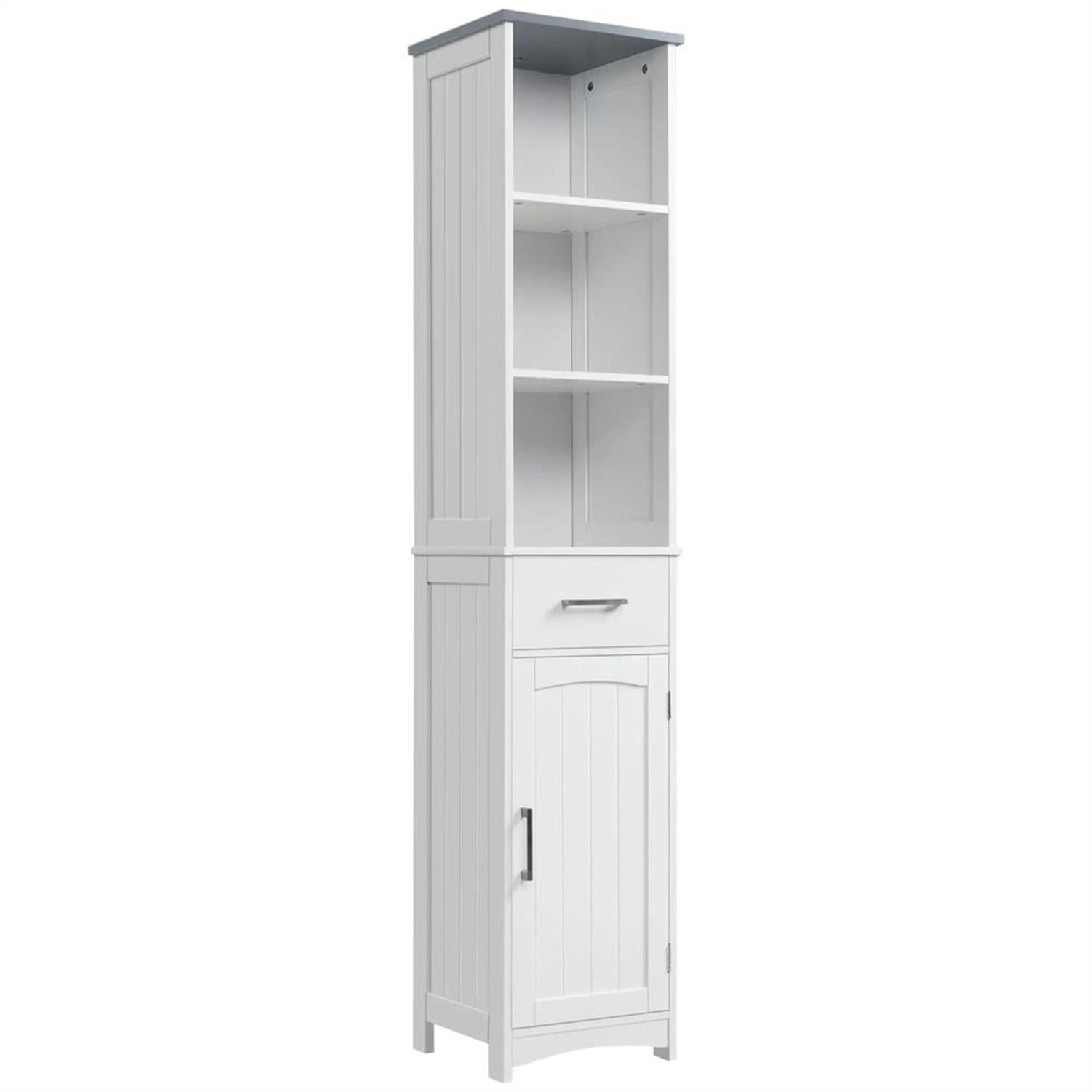Demi Bonn 64" Tall Bathroom Storage Cabinet, Narrow Freestanding Linen Cabinet with Drawer and Shelves for Living Room, Kitchen, Dining Room, Office, Gray