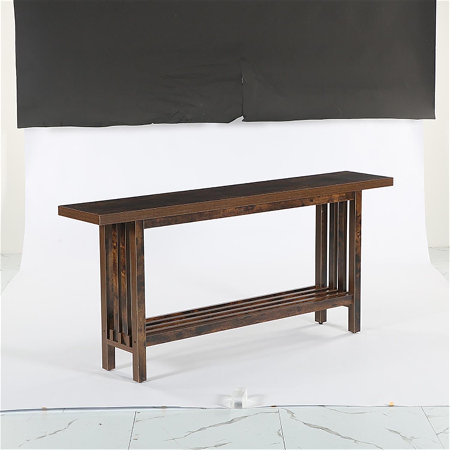 Demi Bonn 66.9" Console Table, Farmhouse Entryway Table Sofa Table Behind Couch, Foyer Display Table, Brown