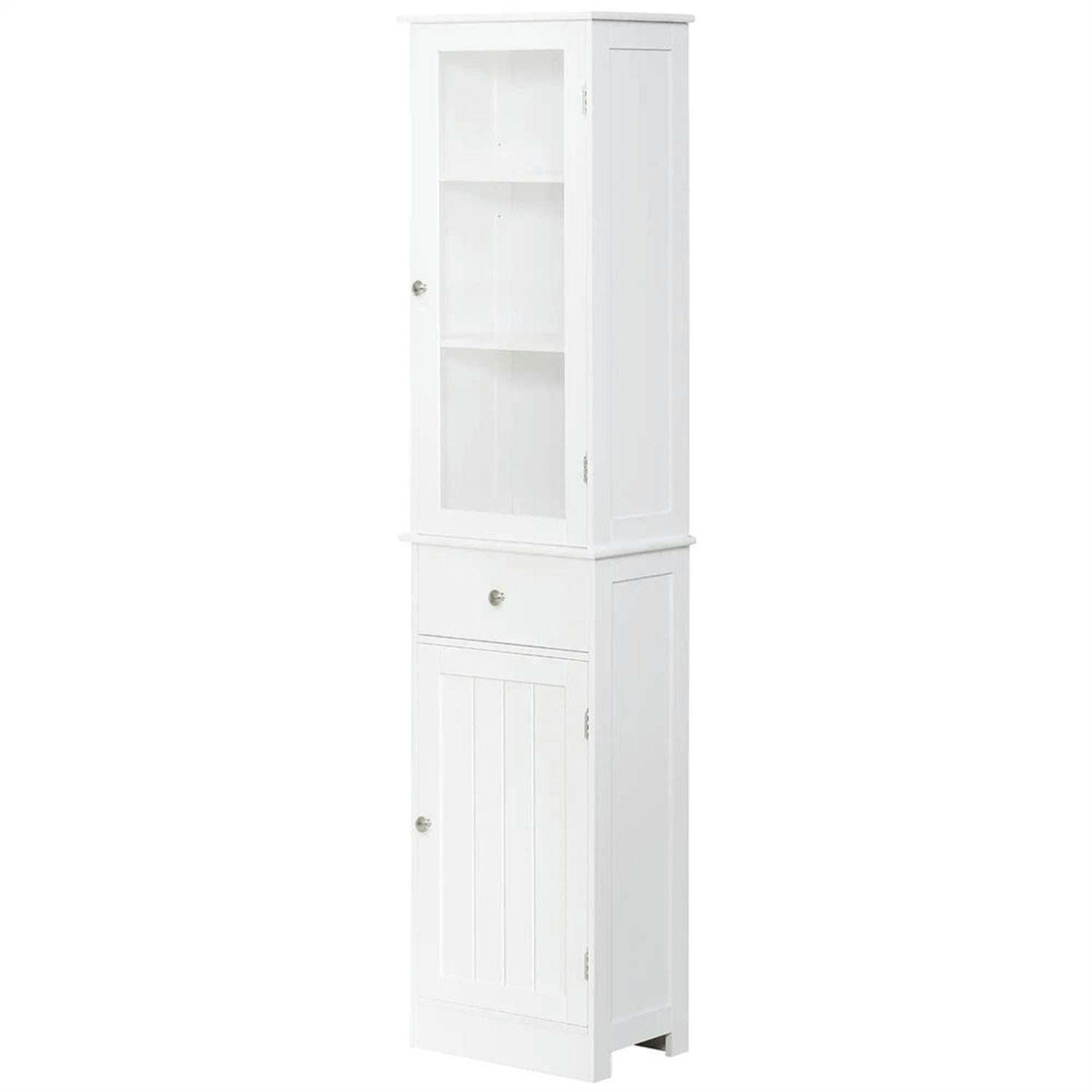 Demi Bonn 67" Tall Bathroom Storage Cabinet, Freestanding Linen Cabinet with Acrylic Doors and Shelves for Living Room, Kitchen, Dining Room, Office, White