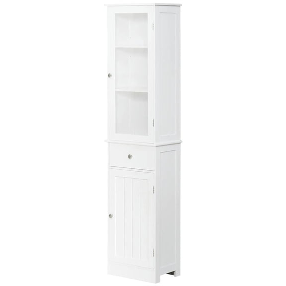 Demi Bonn 67" Tall Bathroom Storage Cabinet, Freestanding Linen Cabinet with Acrylic Doors and Shelves for Living Room, Kitchen, Dining Room, Office, White