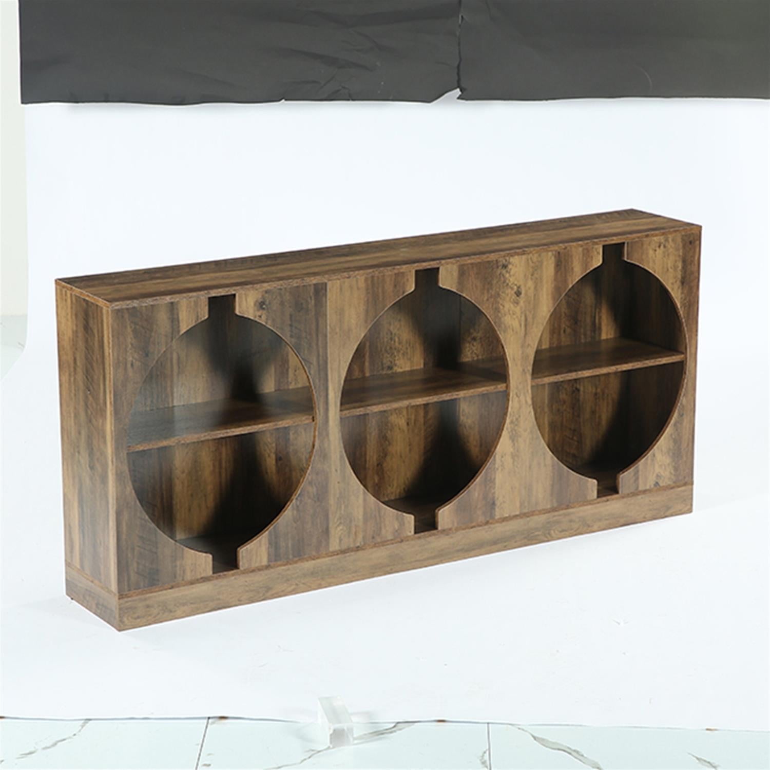 Demi Bonn 68" Console Table, 3-Tier Farmhouse Entryway Table with Storage, Foyer Display Table, Brown