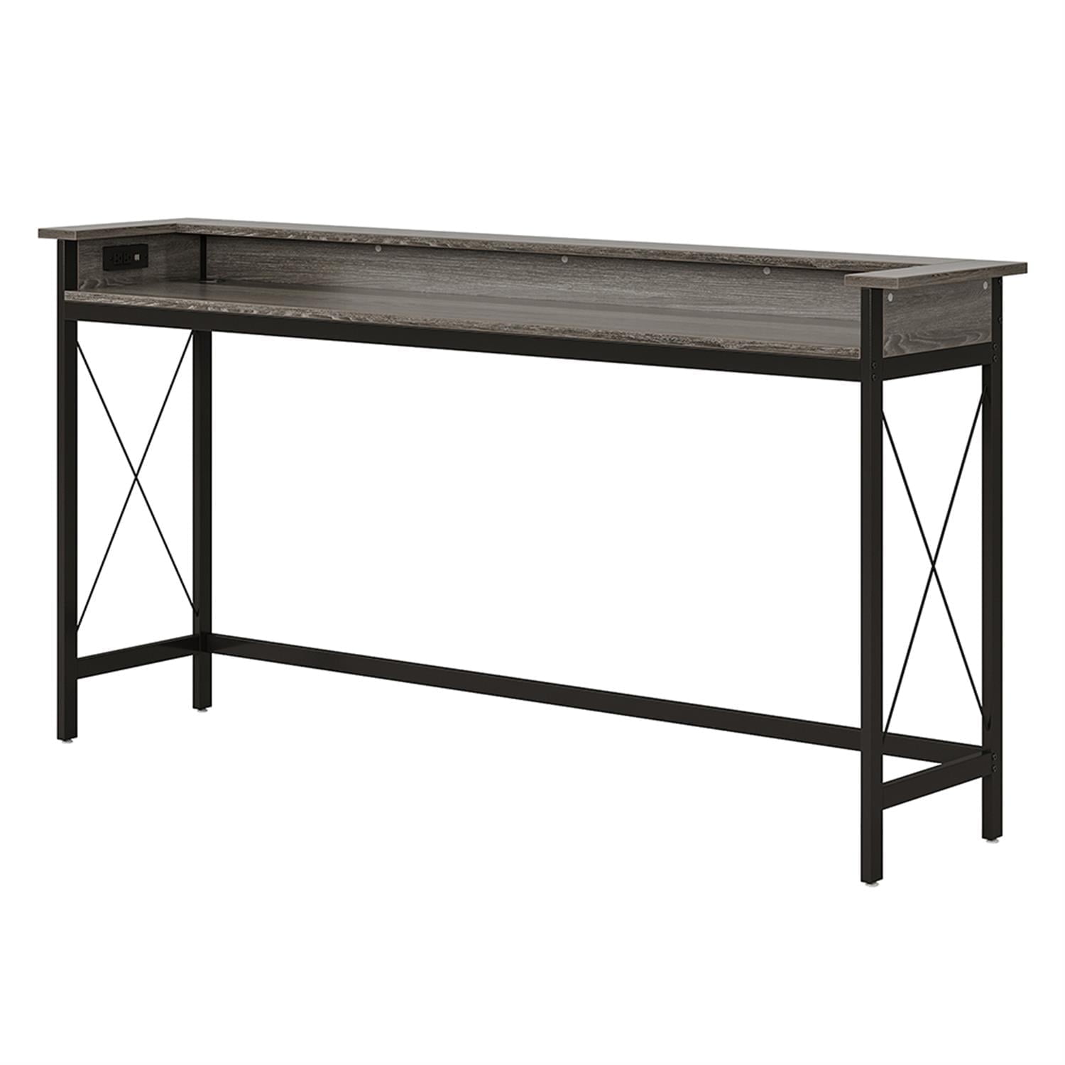 Demi Bonn 69" Freestanding Bookshelf with 9 Open Shelves, Wood and Metal Bookcase Storage Organizer, Display Standing Shelf Unit for Bedroom, Living Room, Gray