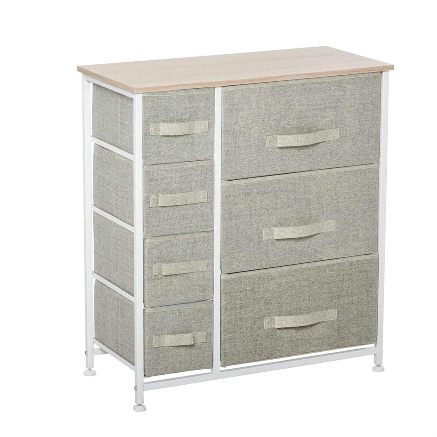Demi Bonn 7-Drawer Dresser, Fabric Storage Tower for Bedroom, Hallway, Entryway, Closet, Steel Frame, Wood Top, Easy Pull Handle, Gray