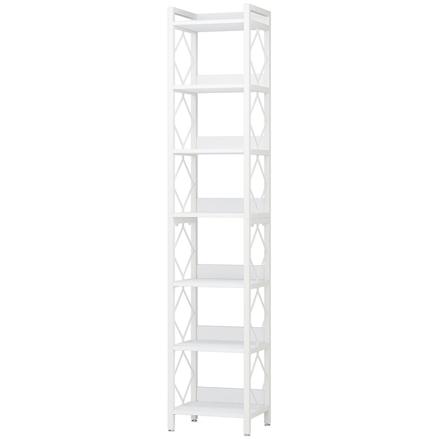 Demi Bonn 7-Tier Corner Shelf, 78.7" Narrow Bookshelf Corner Bookcase for Bedroom, Living Room, White