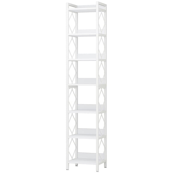 Demi Bonn 7-Tier Corner Shelf, 78.7" Narrow Bookshelf Corner Bookcase for Bedroom, Living Room, White