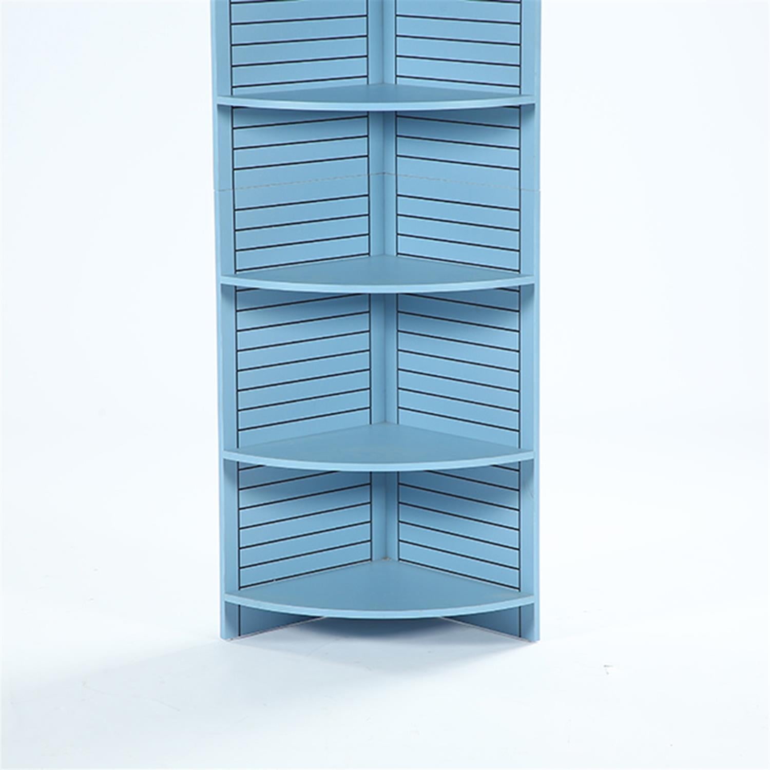 Demi Bonn 70.8" Corner Shelf, 5-tier Narrow Corner Bookcase Plant Corner Display Etagere for Small Spaces, Bedroom, Living Room, Blue