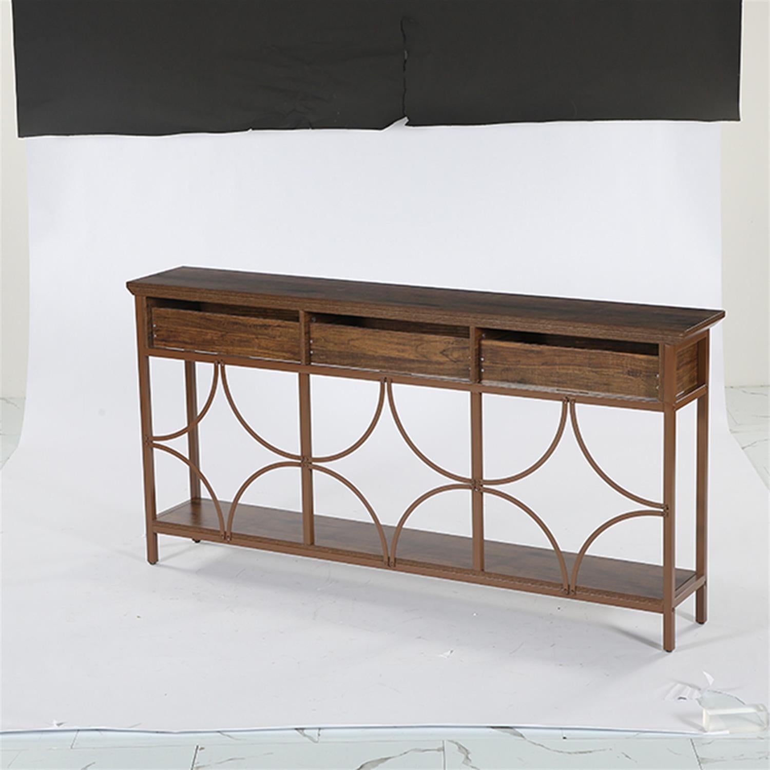 Demi Bonn 70.9" Console Table, Long Entryway Table Accent Table with Storage Drawers, Foyer Display Table, Brown