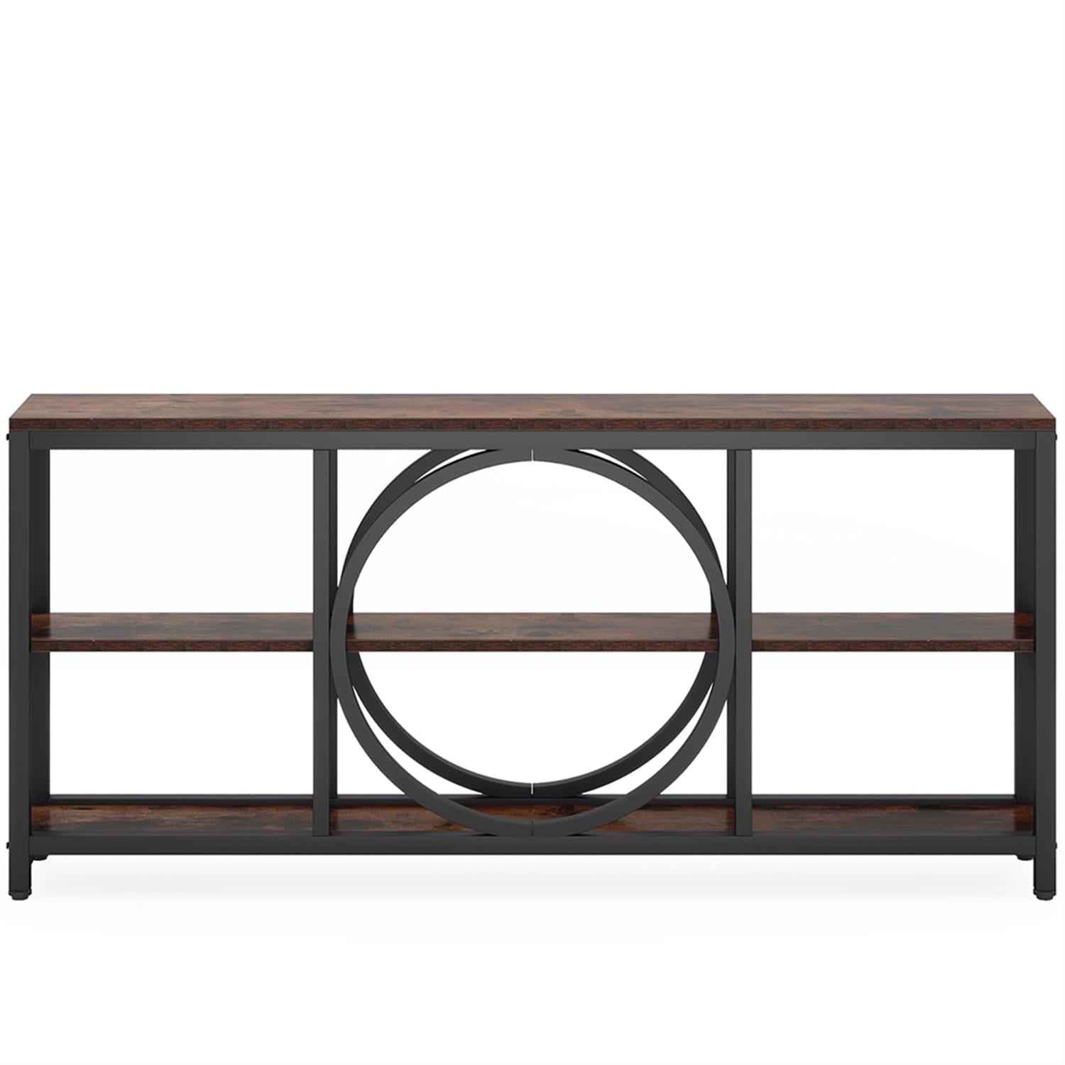 Demi Bonn 70.9" Console Table, Narrow Sofa Table with 3 Tier Storage Shelves for Hallway, Entrance, Living Room, Bedroom, Brown
