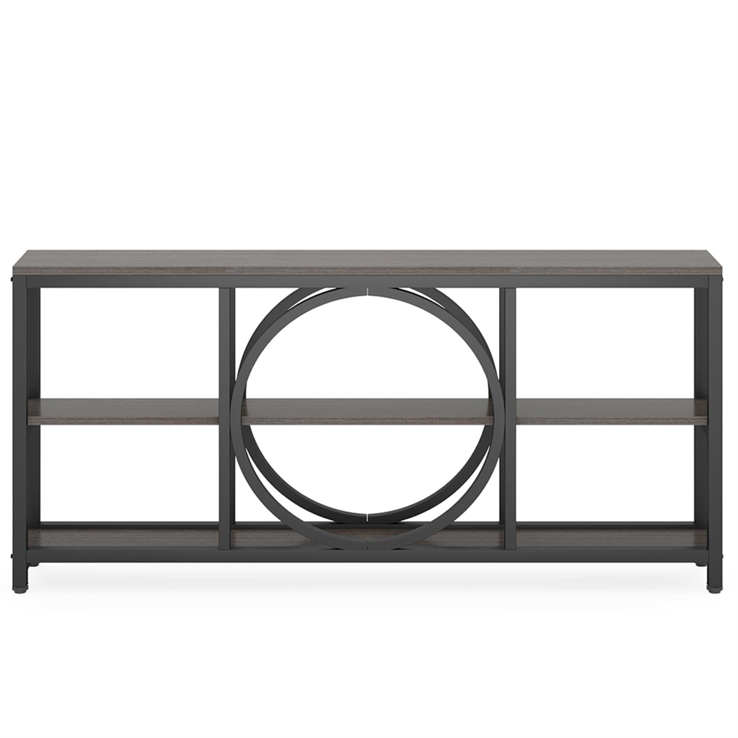 Demi Bonn 70.9" Console Table, Narrow Sofa Table with 3 Tier Storage Shelves for Hallway, Entrance, Living Room, Bedroom, Gray