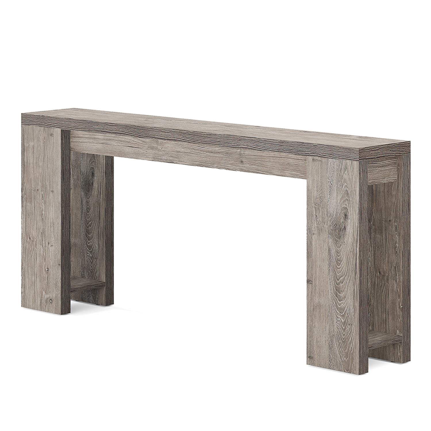 Gray Engineered Wood Farmhouse Console Table with Storage