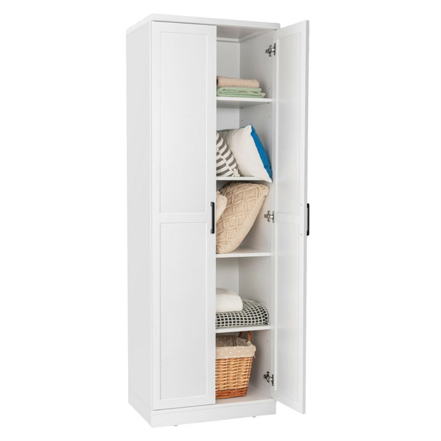 Demi Bonn 70" Freestanding Storage Cabinet with 2 Doors and 5 Shelves, Bathroom Cabinet, Pantry Cabinets, White