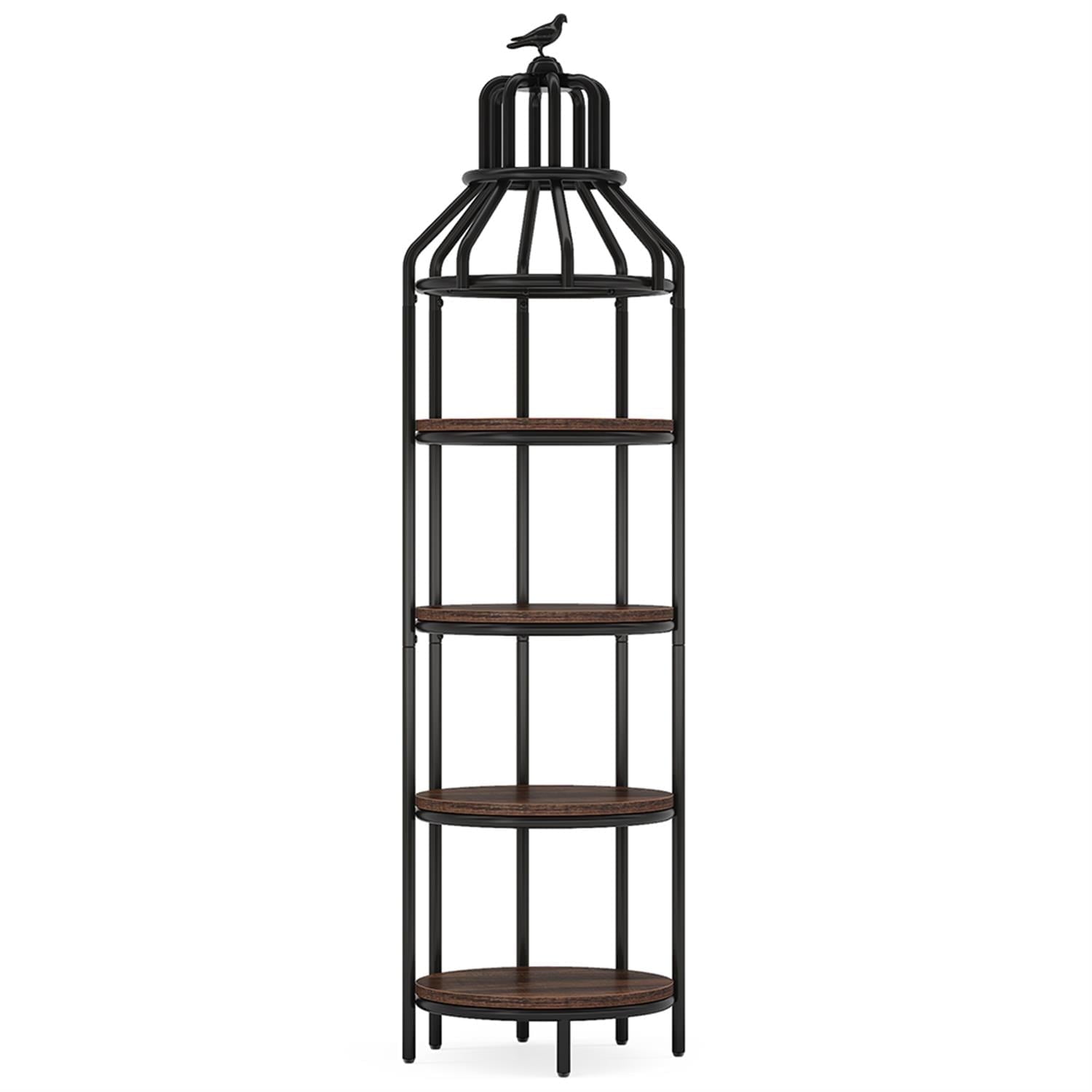 Demi Bonn 70"dustrial Bookshelf, 4-Tier Etagere Bookcase with Bird Cage Design for Bedroom, Living Room, Brown