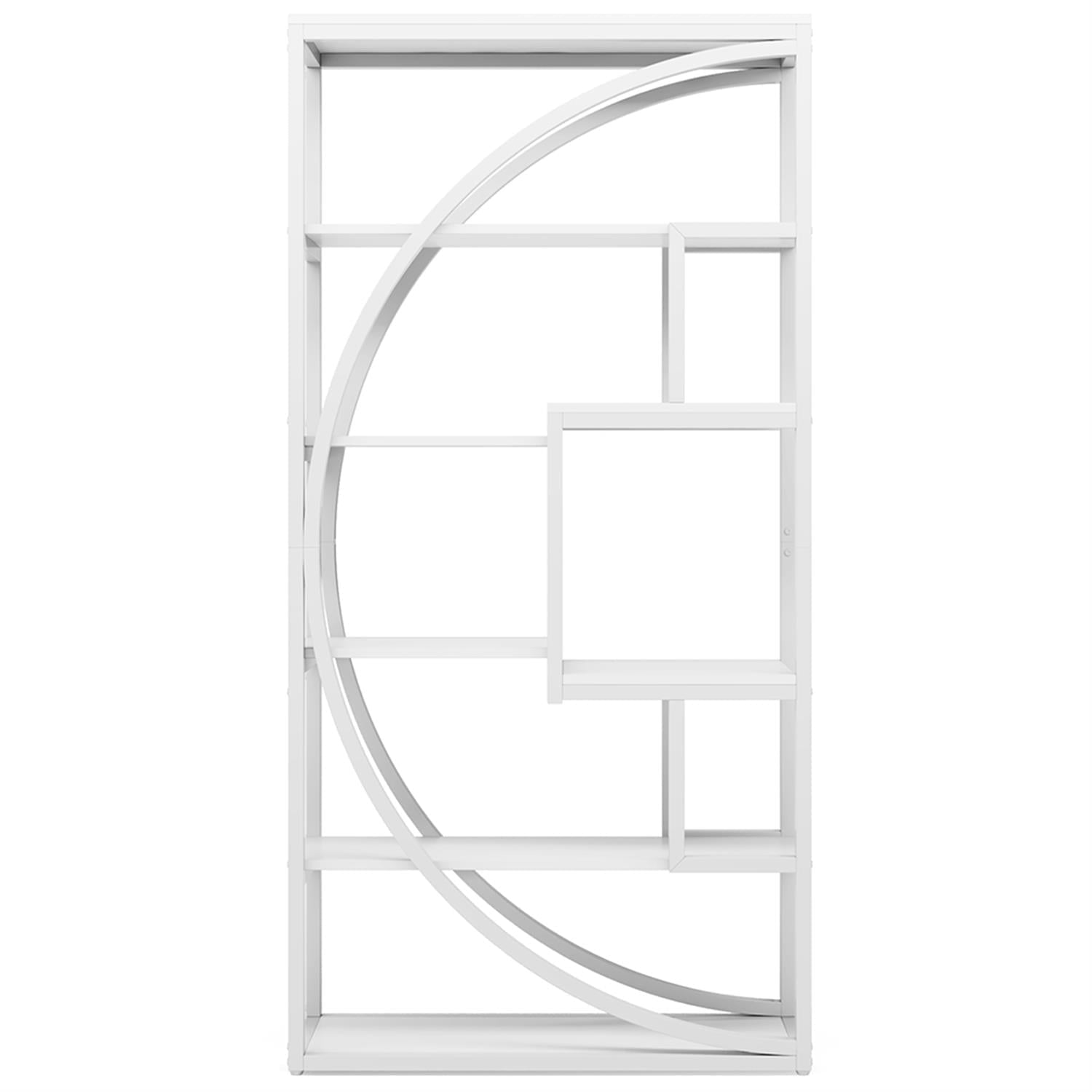 Demi Bonn 70" Industrial Bookshelf Bookcase with 8 Open Storage Shelf for Bedroom, Living Room, White