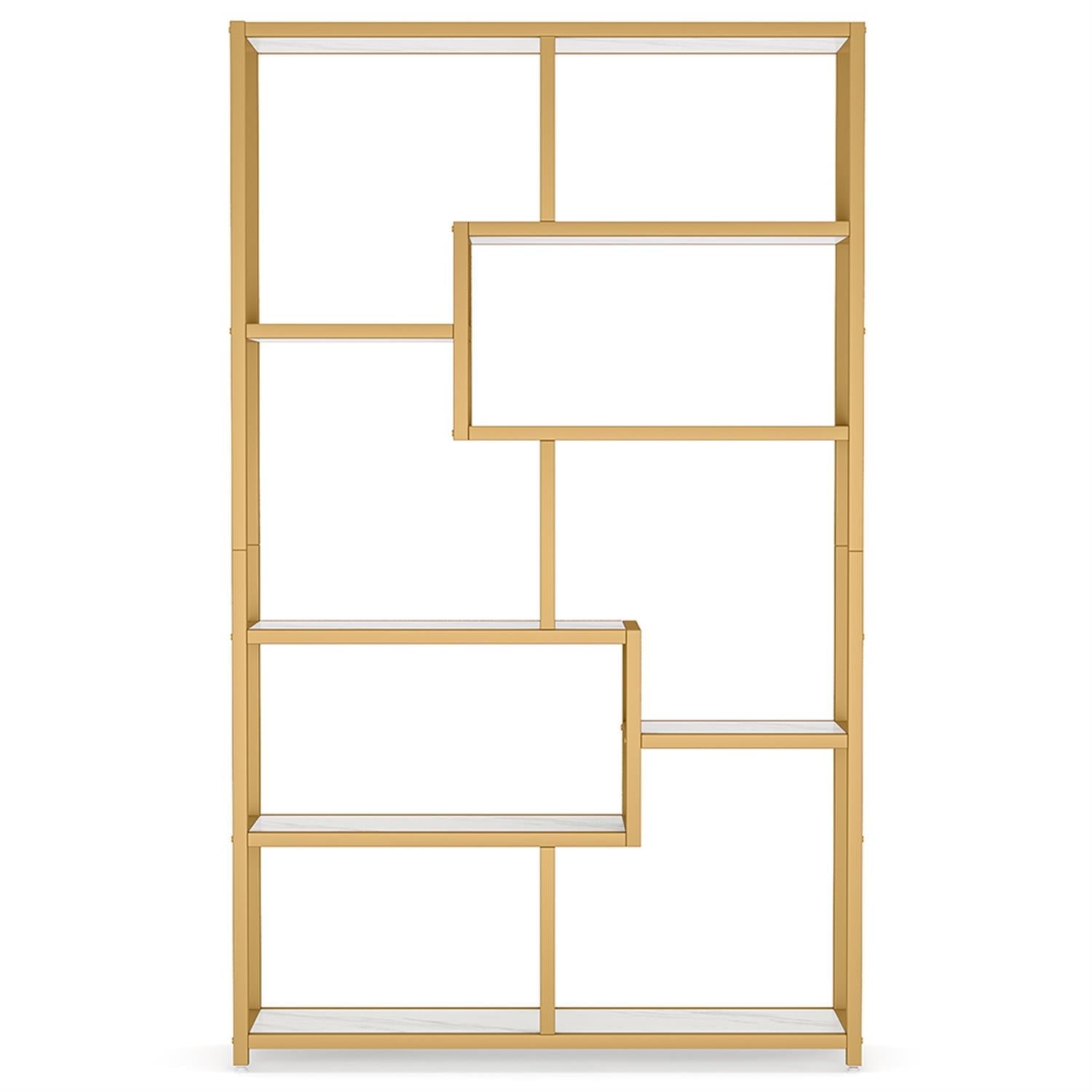 Demi Bonn 70" Modern Bookshelf, 8-Open Shelf Etagere Bookcase Storage Organizer for Bedroom, Living Room, Golden