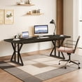 thumbnail image 1 of Demi Bonn 71" Farmhouse Dining Table, Wood Rustic Kitchen Table for 6 People, Large Rectangular Dinner Table for Dining Room, Home Office, Living Room Furniture, Black, 1 of 10