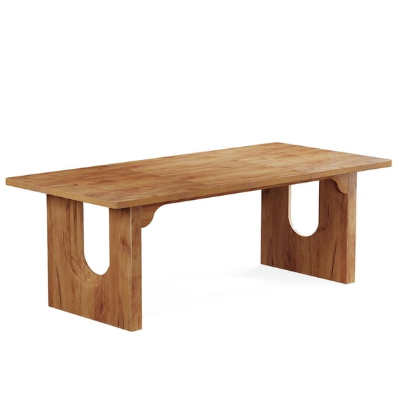 Demi Bonn 71" Modern Computer Desk with Wood Double Pedestal Base, Executive Desk, Simple Study Work Desk for Home Office, Study, Living Room, Brown