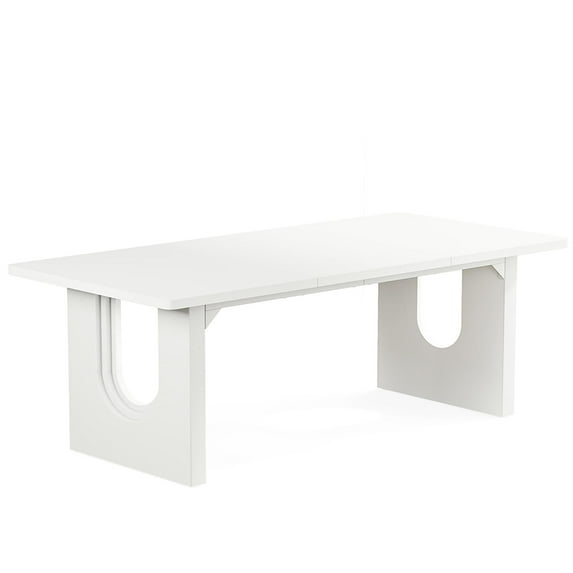 Demi Bonn 71" Modern Computer Desk with Wood Double Pedestal Base, Executive Desk, Simple Study Work Desk for Home Office, Study, Living Room, White