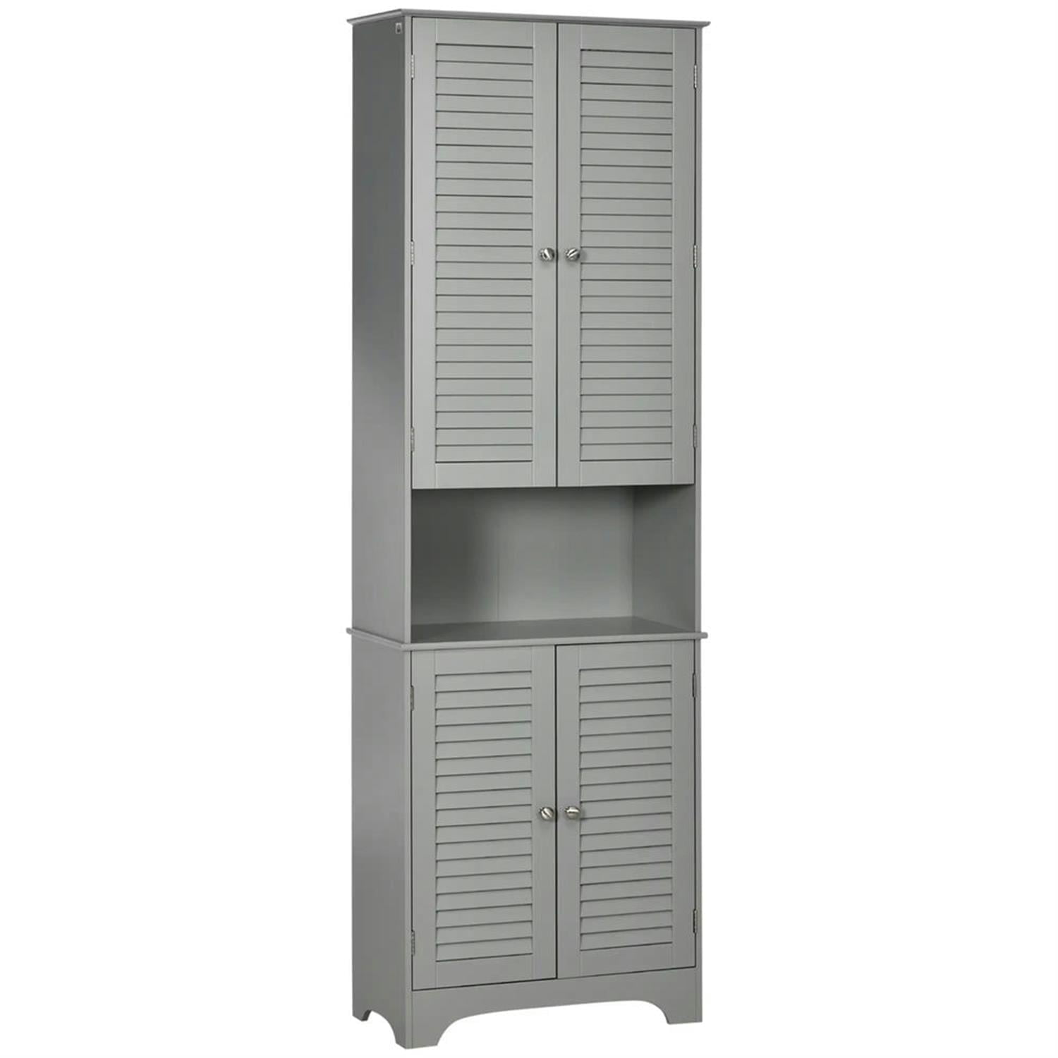 Demi Bonn 71" Tall Bathroom Storage Cabinet, Freestanding Linen Cabinet with Drawer and Adjustable Shelves for Living Room, Kitchen, Dining Room, Office, Gray