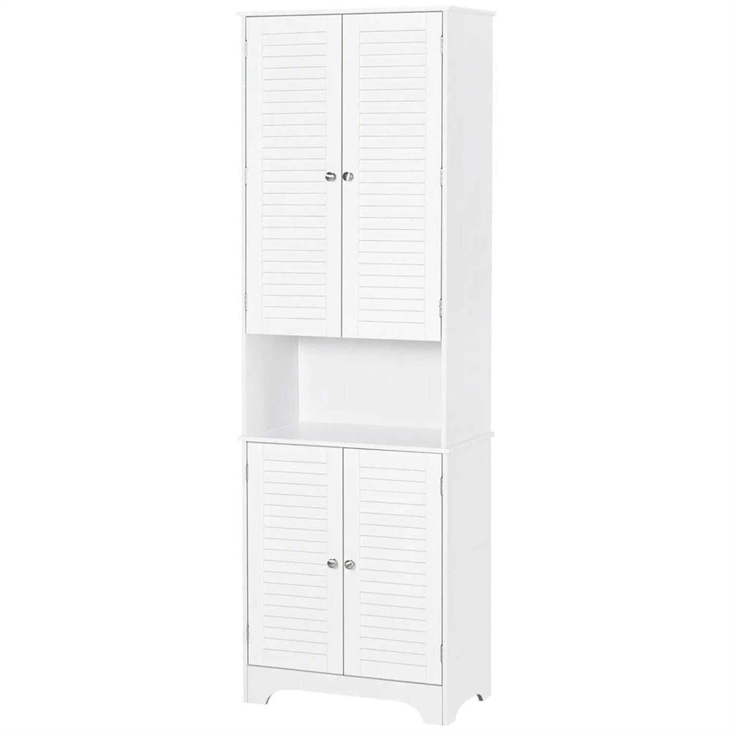 Demi Bonn 71" Tall Bathroom Storage Cabinet, Freestanding Linen Cabinet with Drawer and Adjustable Shelves for Living Room, Kitchen, Dining Room, Office, White