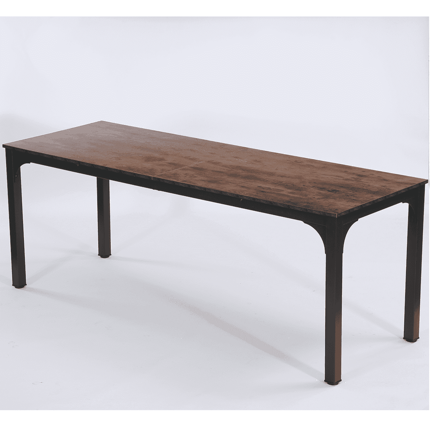 Demi Bonn 78" Executive Computer Desk with Metal Frame, Modern Duty Study Writing Gaming Table for Home Office, Rectangle Conference Table, Brown