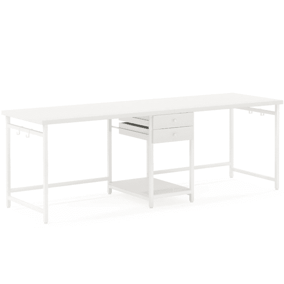 Demi Bonn 78"dustrial Two Computer Desk with Drawers, Modern Double Study Writing Gaming Table for Home Office, White