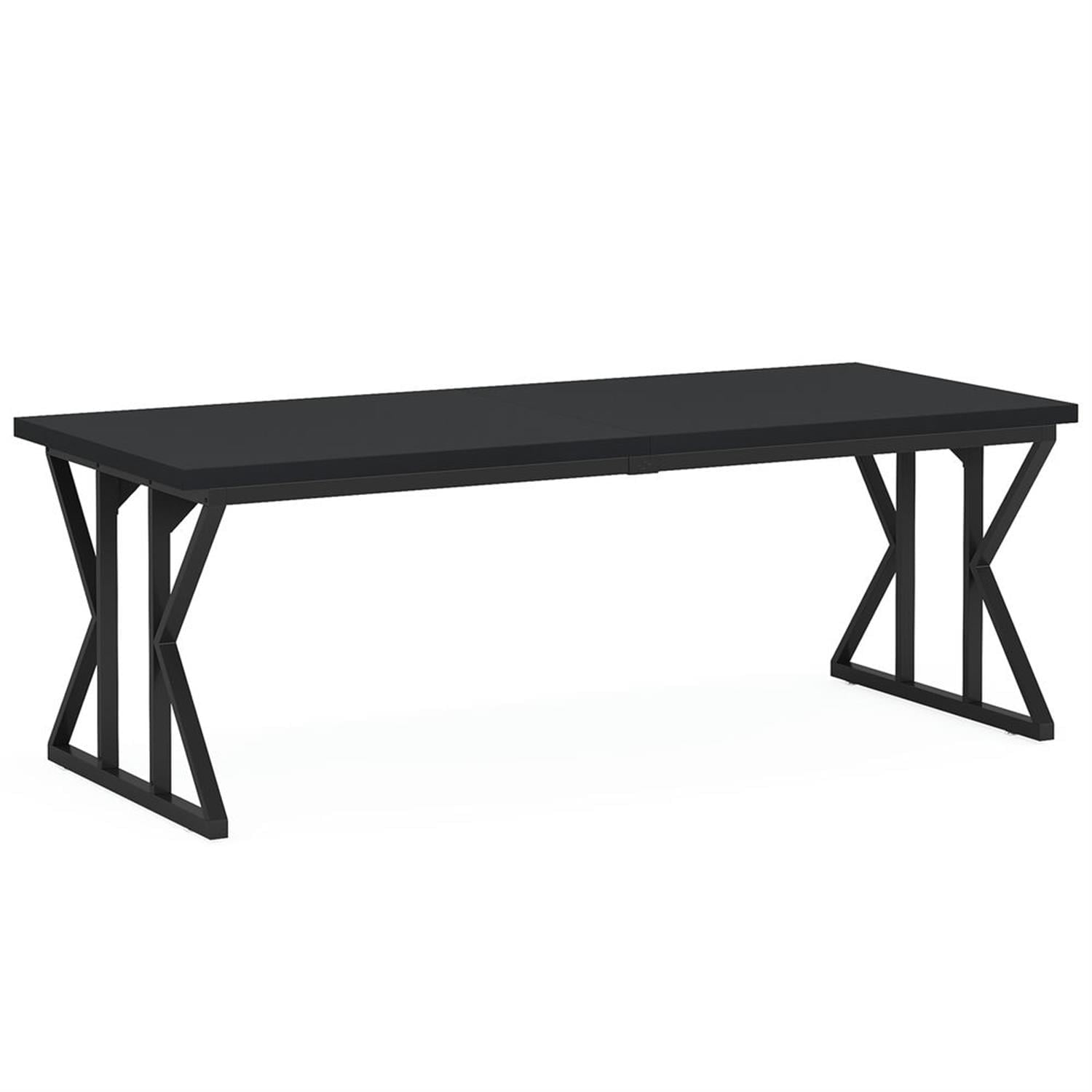 Demi Bonn 78" Industrial Two Computer Desk with Metal Frame, Modern Double Study Writing Gaming Table for Home Office, Black