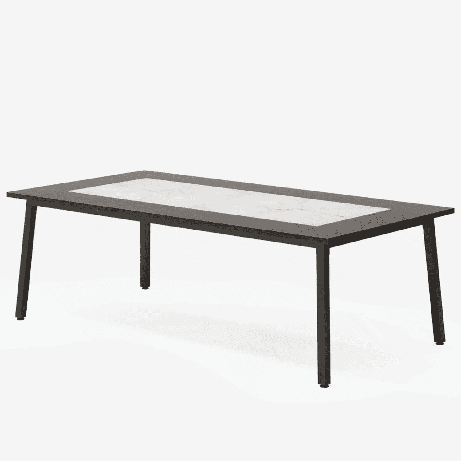 Demi Bonn 79" Executive Computer Desk with Metal Frame, Modern Duty Study Writing Gaming Table for Home Office, Rectangle Conference Table, Brown