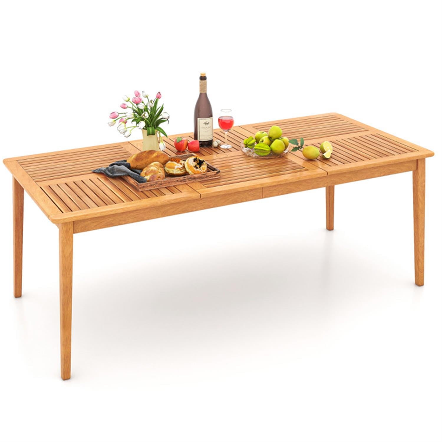 Demi Bonn 8-Person Patio Outdoor Dining Table, 79" Acacia Wood Rectangular Bistro Table, Beige