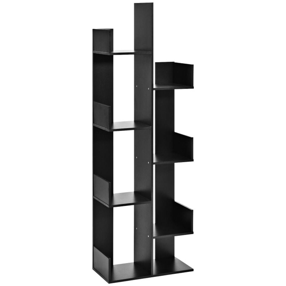 Finihen 8-Tier Bookshelf Bookcase with 8 Open Compartments Space-Saving Storage Rack, Black Finihen 8-Tier Bookshelf Bookcase with 8 Open Compartments Space-Saving Storage Rack, Black