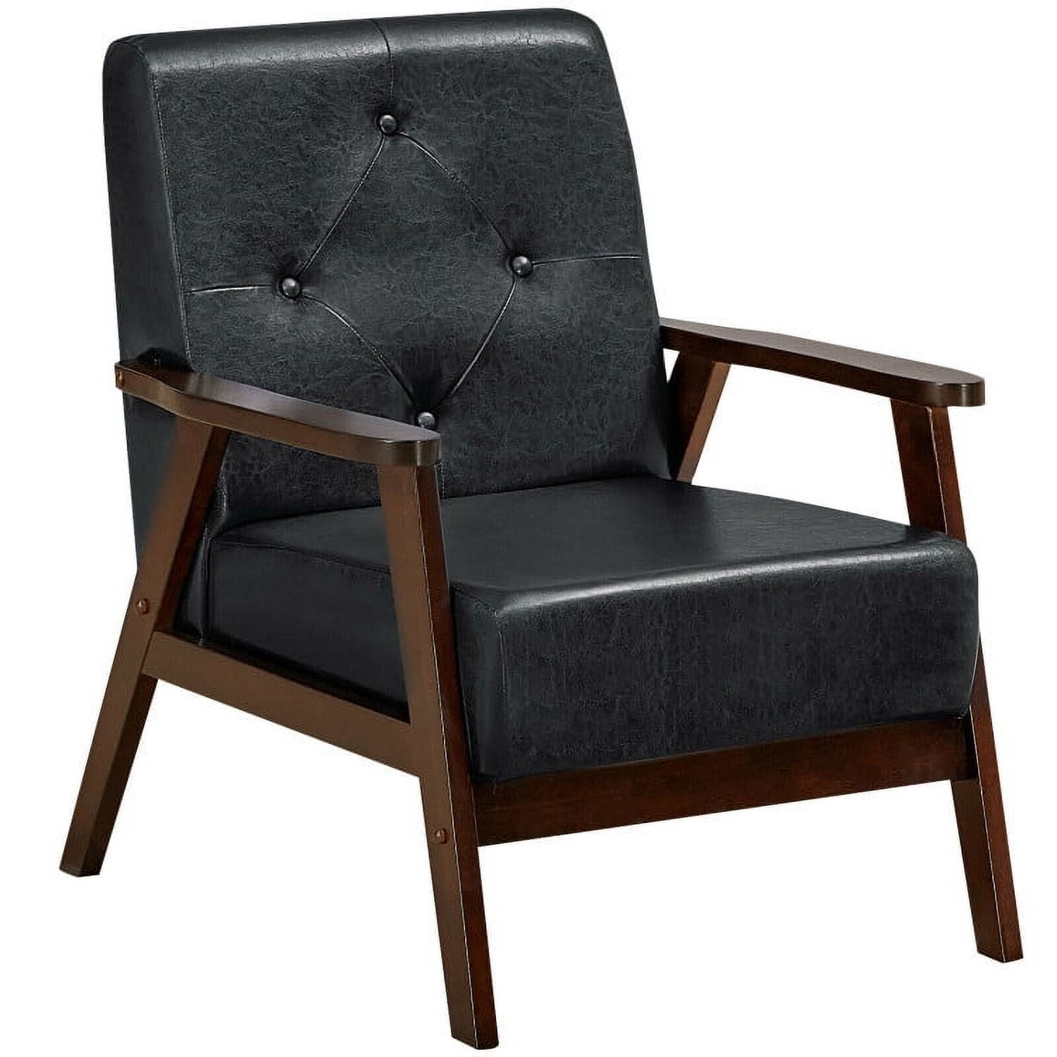 Finihen Accent Armchair, Classic Accent Armchair with Rubber Wood Legs and Armrests, for Living Room, Bedroom, Black Finihen Accent Armchair, Classic Accent Armchair with Rubber Wood Legs and Armrests, for Living Room, Bedroom, Black