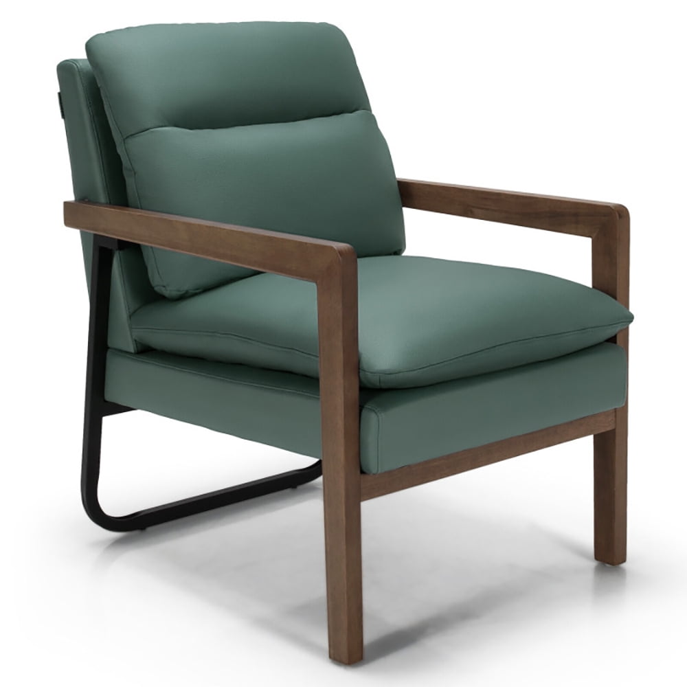 Finihen Accent Armchair, Classic Accent Armchair with Rubber Wood Legs and Armrests, for Living Room, Bedroom, Green Finihen Accent Armchair, Classic Accent Armchair with Rubber Wood Legs and Armrests, for Living Room, Bedroom, Green