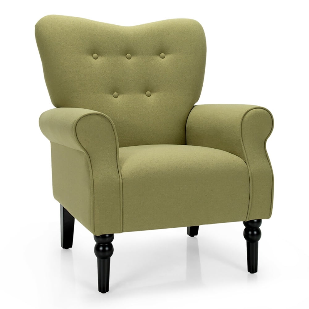 Finihen Accent Armchair, Modern Accent Chair with Tufted Backrest and Rubber Wood Avocado Legs, for Living Room, Bedroom, Green Finihen Accent Armchair, Modern Accent Chair with Tufted Backrest and Rubber Wood Avocado Legs, for Living Room, Bedroom, Green