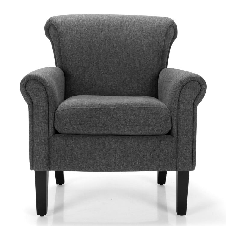Finihen Accent Armchair, Upholstered Fabric Accent Chair with Adjustable Foot Pads, for Living Room, Bedroom, Dark Gray Finihen Accent Armchair, Upholstered Fabric Accent Chair with Adjustable Foot Pads, for Living Room, Bedroom, Dark Gray