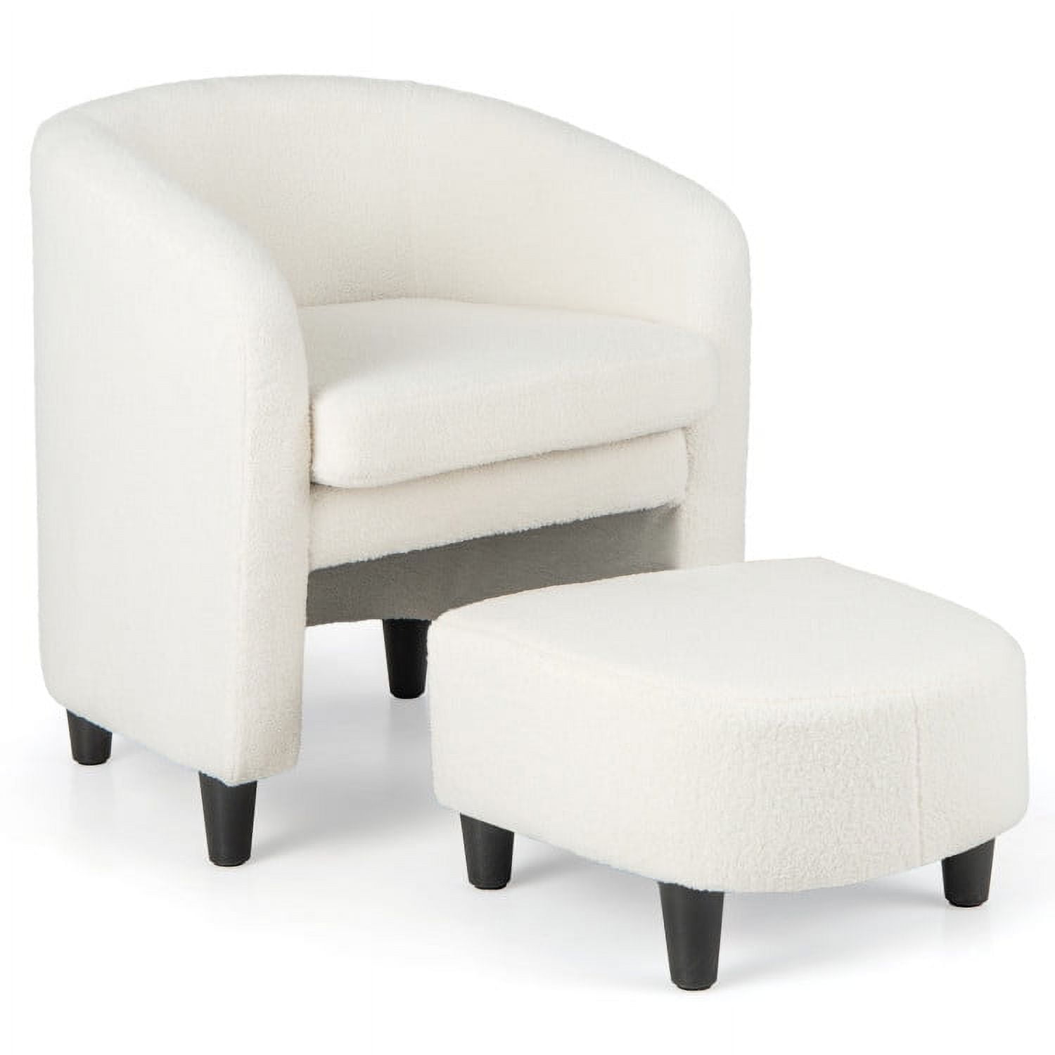 Finihen Accent Chair, Modern Upholstered Accent Chair, Modern Upholstered Barrel Teddy Velvet Chair with Ottoman, for Living Room, Bedroom, Beige Finihen Accent Chair, Modern Upholstered Accent Chair, Modern Upholstered Barrel Teddy Velvet Chair with Ottoman, for Living Room, Bedroom, Beige