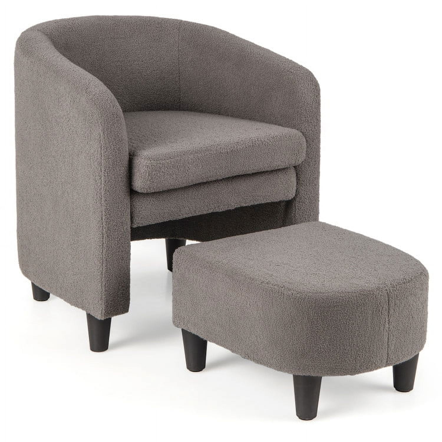 Finihen Accent Chair, Modern Upholstered Accent Chair, Modern Upholstered Barrel Teddy Velvet Chair with Ottoman, for Living Room, Bedroom, Gray Finihen Accent Chair, Modern Upholstered Accent Chair, Modern Upholstered Barrel Teddy Velvet Chair with Ottoman, for Living Room, Bedroom, Gray