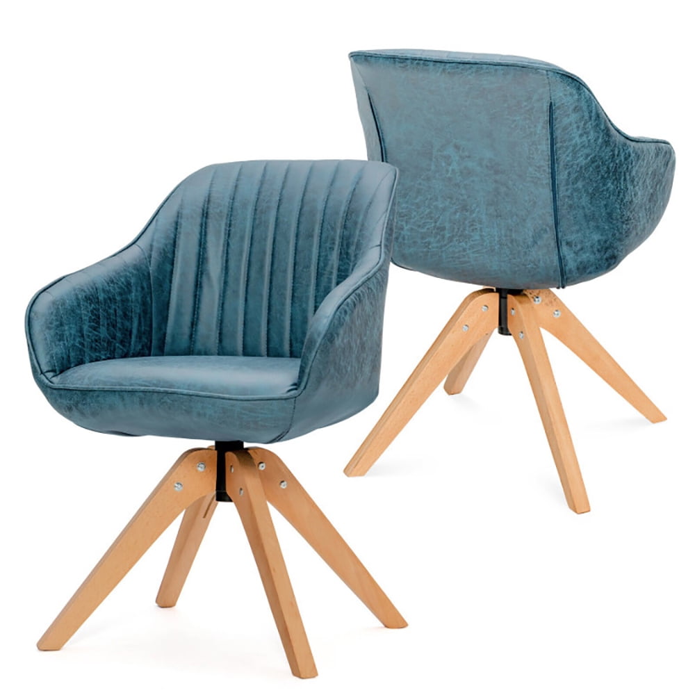 Finihen Accent Chair, Set of 2 Swivel Accent Chair, Modern Leathaire Set of 2 Swivel Accent Chair with Beech Wood Legs, for Living Room, Bedroom, Blue Finihen Accent Chair, Set of 2 Swivel Accent Chair, Modern Leathaire Set of 2 Swivel Accent Chair with Beech Wood Legs, for Living Room, Bedroom, Blue