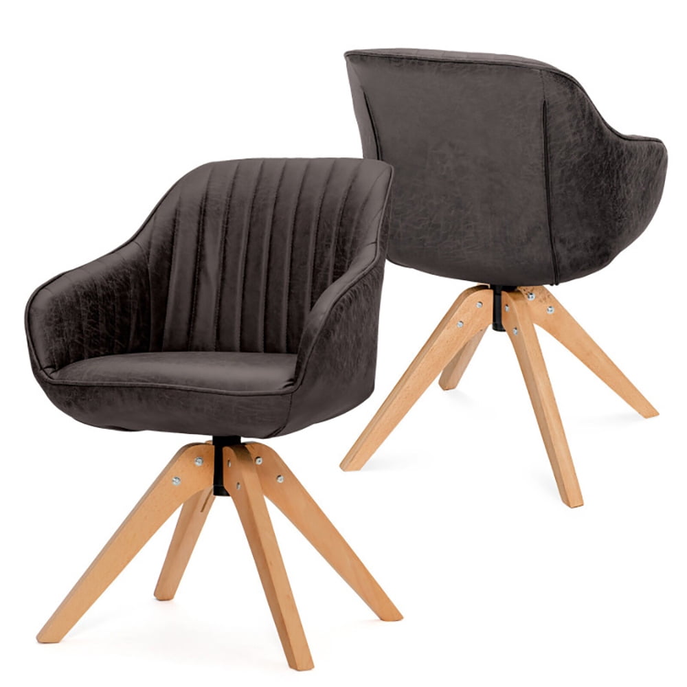 Finihen Accent Chair, Set of 2 Swivel Accent Chair, Modern Leathaire Set of 2 Swivel Accent Chair with Beech Wood Legs, for Living Room, Bedroom, Brown Finihen Accent Chair, Set of 2 Swivel Accent Chair, Modern Leathaire Set of 2 Swivel Accent Chair with Beech Wood Legs, for Living Room, Bedroom, Brown