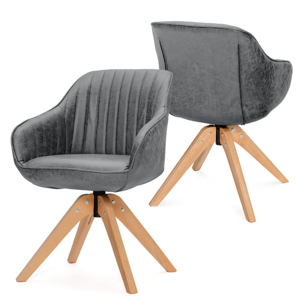 Finihen Accent Chair, Set of 2 Swivel Accent Chair, Modern Leathaire Set of 2 Swivel Accent Chair with Beech Wood Legs, for Living Room, Bedroom, Gray Finihen Accent Chair, Set of 2 Swivel Accent Chair, Modern Leathaire Set of 2 Swivel Accent Chair with Beech Wood Legs, for Living Room, Bedroom, Gray