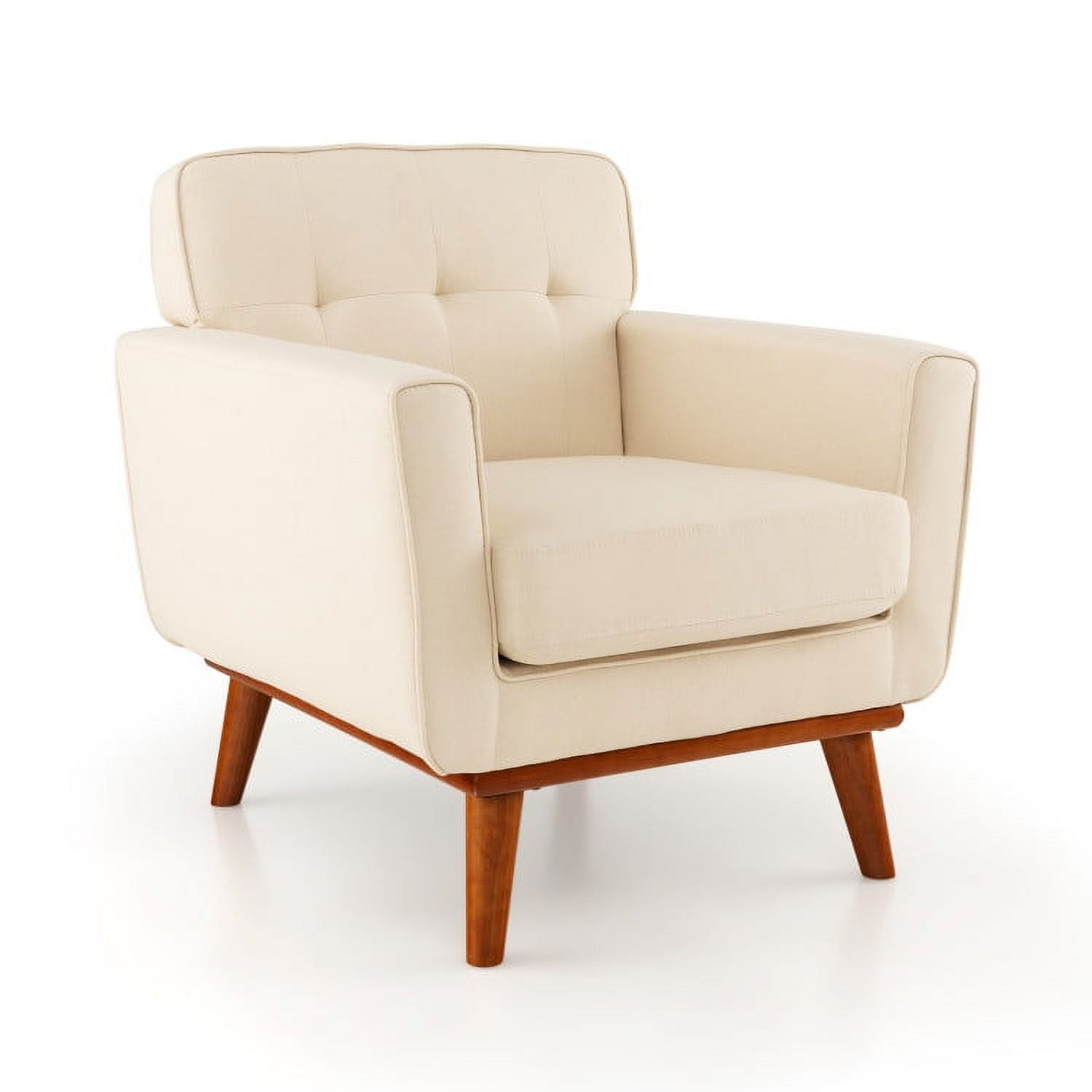 Finihen Accent Chair, Upholstered Accent Armchair, Modern Accent Chair, Upholstered Linen Fabric Armchair with Removable Padded Seat Cushion, for Living Room, Bedroom, Beige Finihen Accent Chair, Upholstered Accent Armchair, Modern Accent Chair, Upholstered Linen Fabric Armchair with Removable Padded Seat Cushion, for Living Room, Bedroom, Beige