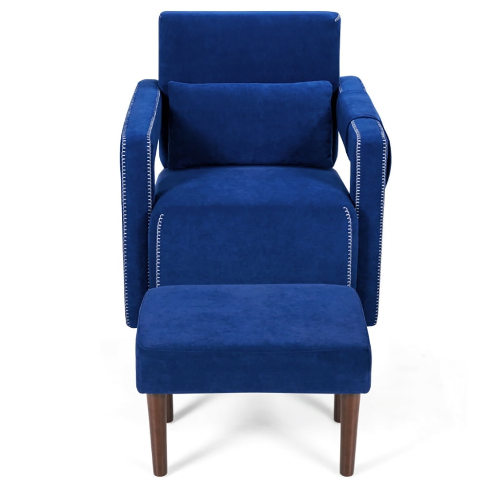 Finihen Accent Single Sofa Chair with Ottoman, Modern Berber Fleece Single Sofa Chair with Ottoman and Waist Pillow, for Living Room, Bedroom, Blue Finihen Accent Single Sofa Chair with Ottoman, Modern Berber Fleece Single Sofa Chair with Ottoman and Waist Pillow, for Living Room, Bedroom, Blue