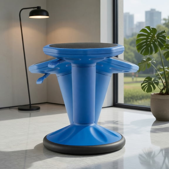 Demi Bonn Adjustable Active Learning Stool Sitting Home Office Wobble Chair with Cushion Seat for Bedroom, Study, Blue