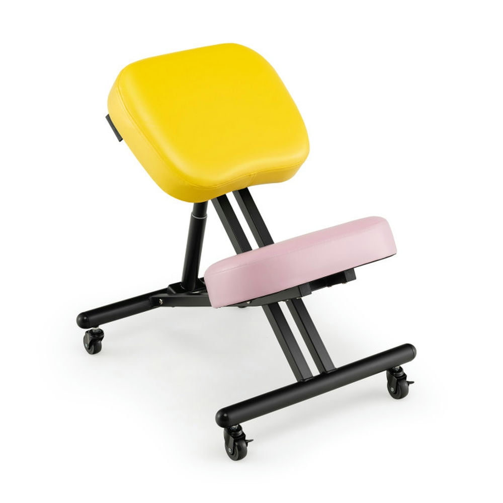 Finihen Adjustable Ergonomic Kneeling Chair with Upgraded Gas Spring Rod and Thick Foam Cushions for Home, Bedroom, Study, Yellow Finihen Adjustable Ergonomic Kneeling Chair with Upgraded Gas Spring Rod and Thick Foam Cushions for Home, Bedroom, Study, Yellow