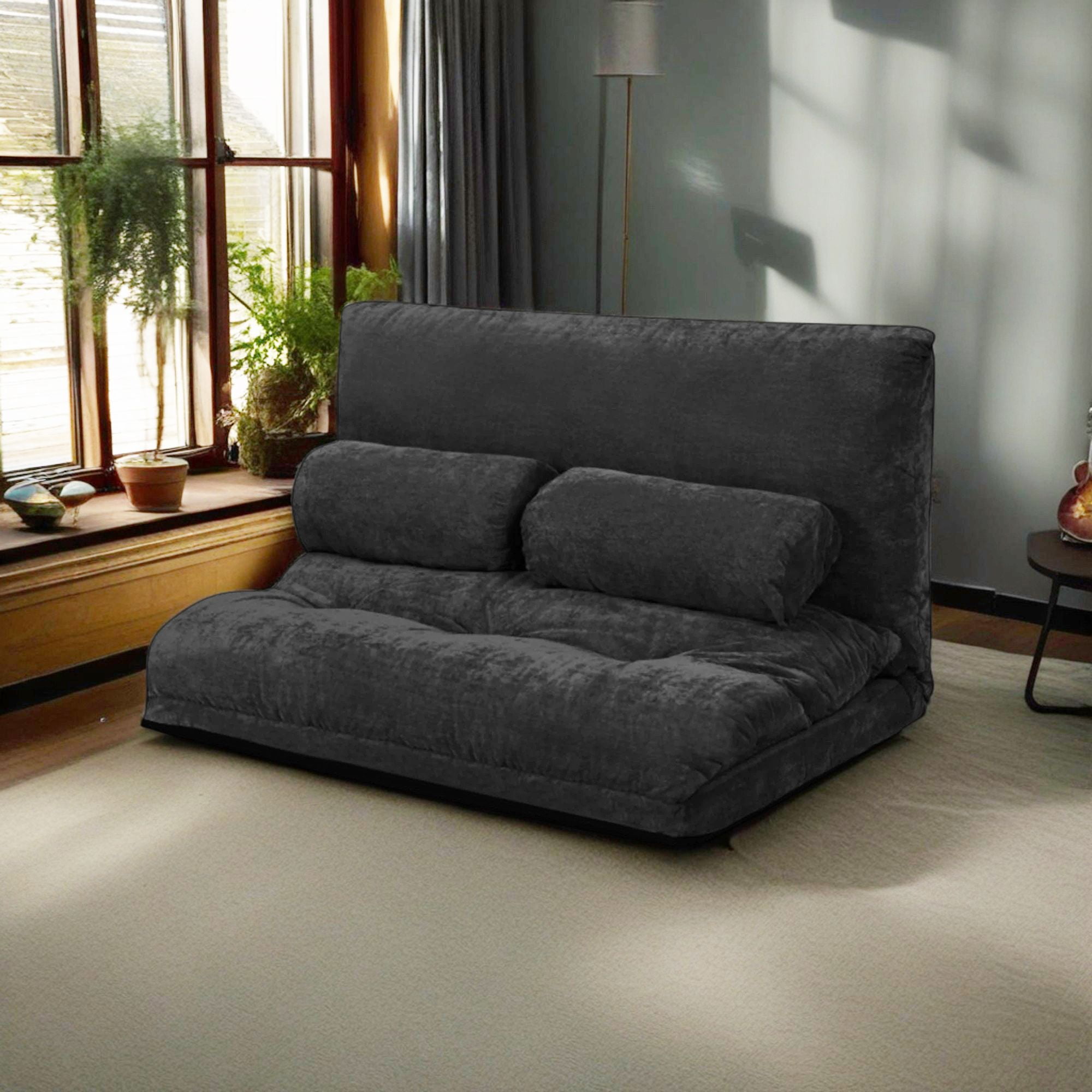 Finihen Adjustable Floor Sofa Couch, Foldable Lazy Sofa Sleeper Bed, Multi-Functional Floor Loveseat, 6-Position Adjustable Sleeper Lounge Couch with 2 Pillows, for Reading, Gaming, Black Finihen Adjustable Floor Sofa Couch, Foldable Lazy Sofa Sleeper Bed, Multi-Functional Floor Loveseat, 6-Position Adjustable Sleeper Lounge Couch with 2 Pillows, for Reading, Gaming, Black